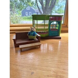 Sylvanian Families Village Flower Shop Bench and Stool with Figure